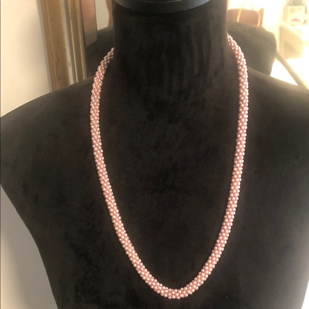 Vintage Pink Pearl Torsade Necklace - Multi-Strand Twisted Rope Choker